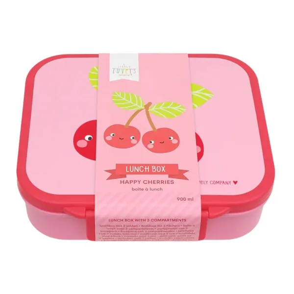 A Little Lovely Company | Φαγητοδοχείο Με Χωρίσματα 900ml - Happy Cherries