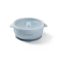 BabyOno | Μπολάκι σιλικόνης με λαβές, καπάκι & βάση με βεντούζα - Μπλε