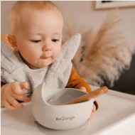 Bo Jungle | Μπολ σιλικόνης με βεντούζα και κουτάλι - Γκρι Bo Jungle | Μπολ σιλικόνης με βεντούζα και κουτάλι - Γκρι