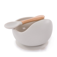 Bo Jungle | Μπολ σιλικόνης με βεντούζα και κουτάλι - Γκρι Bo Jungle | Μπολ σιλικόνης με βεντούζα και κουτάλι - Γκρι