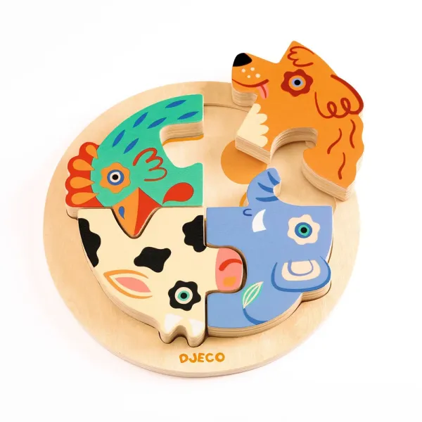 Djeco | Ξύλινα Παζλ Ενσφηνώματα - Ζωάκια και Χρώματα