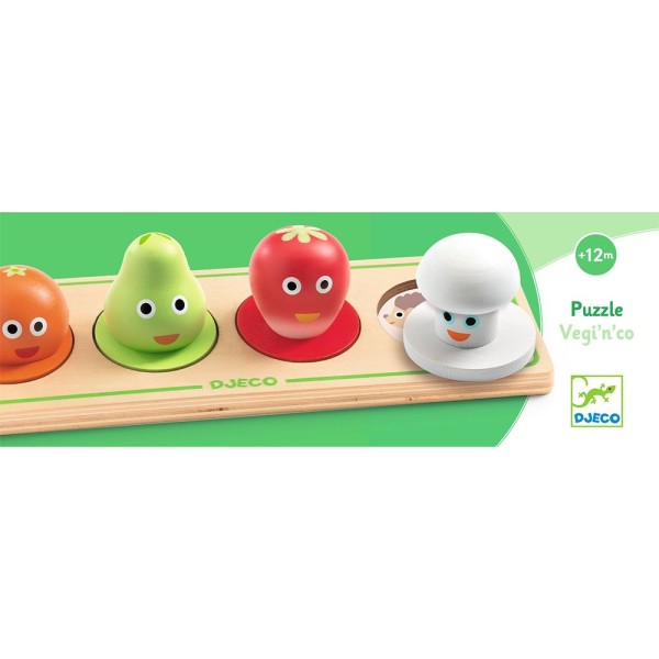 Djeco | Ξύλινο 3D Παζλ - Ενσφηνώματα Για Αναγνώριση Σχημάτων - Φρούτα