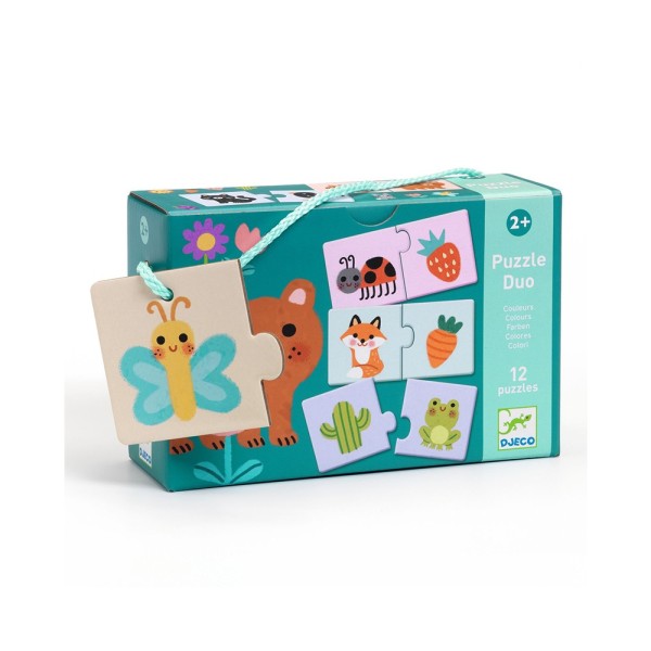 Djeco | 12 Παζλ με 2 κομμάτια - Μαθαίνω τα χρώματα