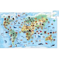 Djeco | Παζλ 100 τεμ - Παγκόσμιος χάρτης και τα ζώα του κόσμου