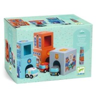 Djeco | 5 Κύβοι Στοίβαξης με 3 Οχήματα