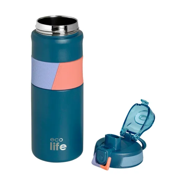 Ecolife | Μπουκάλι Θερμός - Blue Thermos 500ml with Silicon Grip