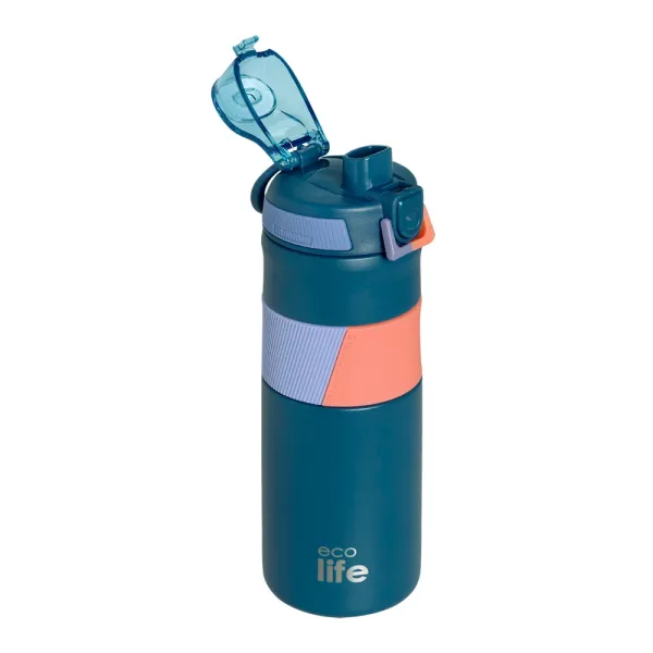 Ecolife | Μπουκάλι Θερμός - Blue Thermos 500ml with Silicon Grip