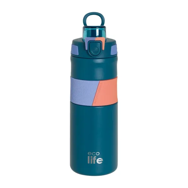 Ecolife | Μπουκάλι Θερμός - Blue Thermos 500ml with Silicon Grip