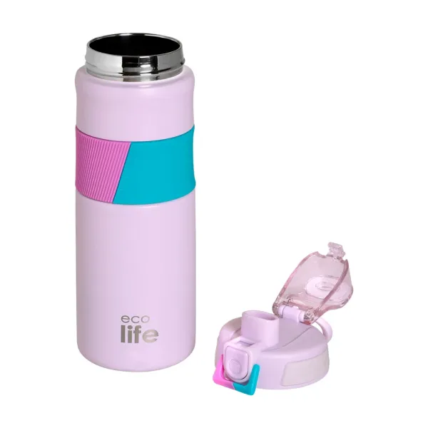 Ecolife | Μπουκάλι Θερμός - Pink Thermos 500ml with Silicon Grip