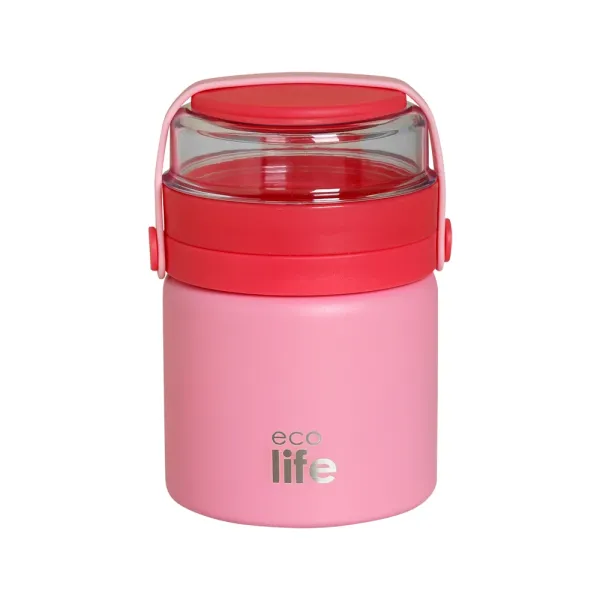 Ecolife | Θερμός Φαγητού 450ml Στρογγυλό - Ροζ