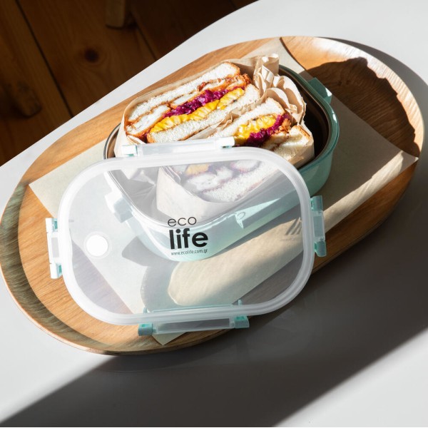 Ecolife | Φαγητοδοχείο Με Χώρισμα 900ml - Light Green