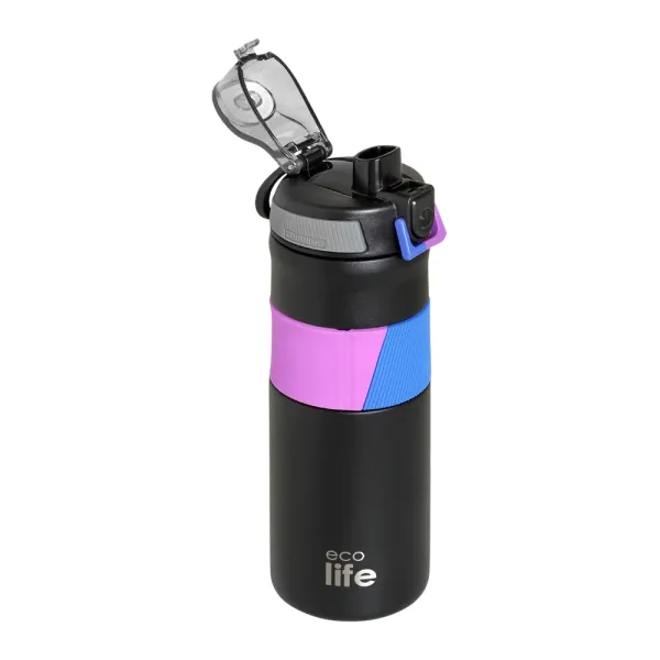 Ecolife | Μπουκάλι Θερμός - Black Thermos 500ml with Silicon Grip