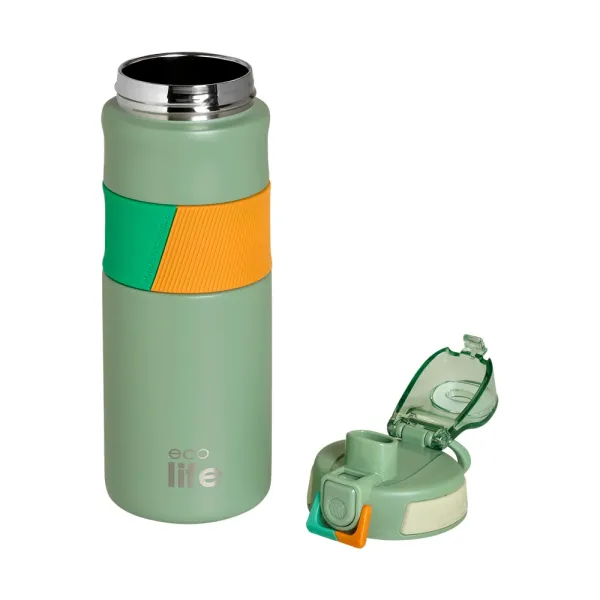 Ecolife | Μπουκάλι Θερμός - Green Thermos 500ml with Silicon Grip
