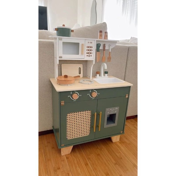 MySunshine | Παιδική ξύλινη κουζίνα με κατσαρολικά- Vintage green