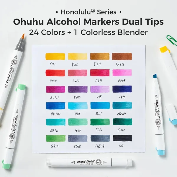 Ohuhu | Honolulu Alcohol Art Markers - Σετ 24 τεμ. - Brush & Chisel