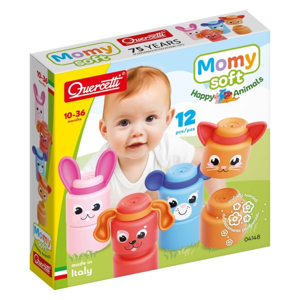 Quercetti | Τουβλάκια Σιλικόνης  12 τεμ - Momy Soft Animals