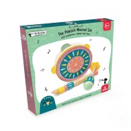 Svoora | Ξύλινο Μουσικό Σετ με Ταμπουρίνο-Ντέφι, Μαράκα και μίνι Φλογέρα - Παγώνι