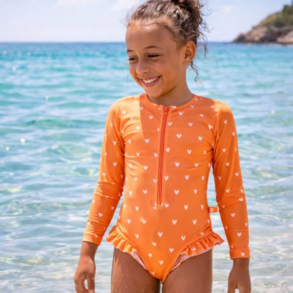 Swim Essentials | Ολόσωμο μαγιό με προστασία UPF50+ 4-6y - Orange Hearts