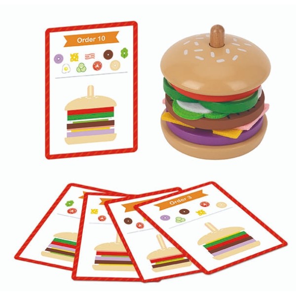 Tooky Toy | Παιχνίδι Λογικής Μπέργκερ από Ξύλο και Τσόχα