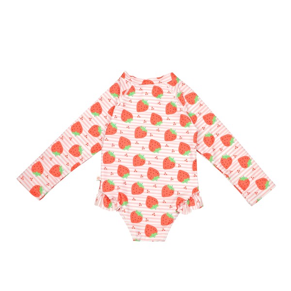Zoocchini | Αντηλιακό Ολόσωμο Μαγιό με Μανίκια UV Daisy UPF50+ - Strawberry