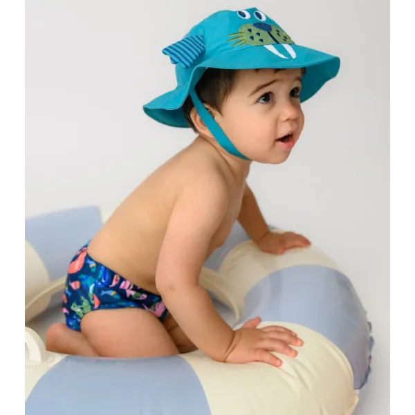 Zoocchini | Σετ Μαγιό Πάνα & Καπέλο UPF50+ 12-24m - Wally the Walrus