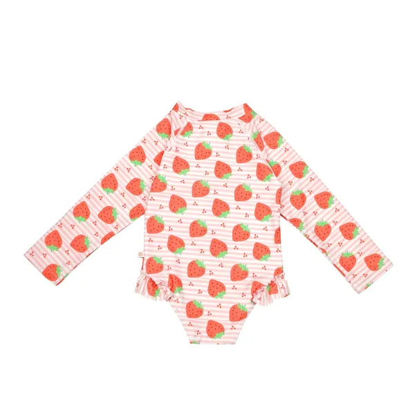 Zoocchini | Ολόσωμο UV  Μαγιώ με Μανίκια UPF50+ 12-24m - Strawberry