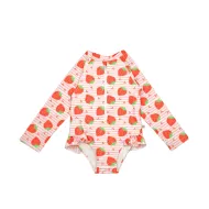 Zoocchini | Ολόσωμο UV  Μαγιώ με Μανίκια UPF50+ 12-24m - Strawberry