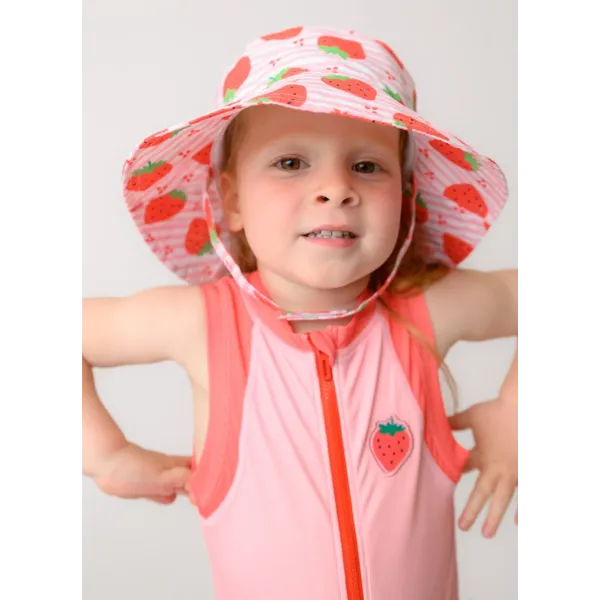 Zoocchini | Ολόσωμο Μαγιό με Στάμπα Strawberry UPF50+ 3-4y - pink/red