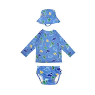 Zoocchini | Σετ UV Μαγιώ Πάνα Bucket Καπέλο Μπλούζα 12-24m - Devin the Dino & Friends