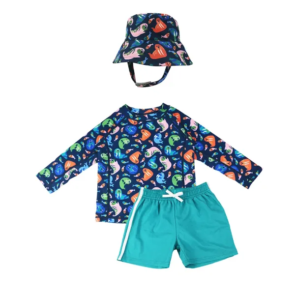 Zoocchini | Σετ UV Μαγιό, Bucket Καπέλο & Μπλούζα UPF50+ 2-3y - Walrus
