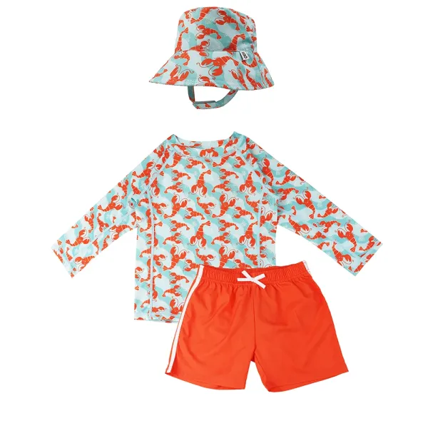 Zoocchini | Σετ UV Μαγιό, Bucket Καπέλο & Μπλούζα UPF50+ 3-4y - Lobster