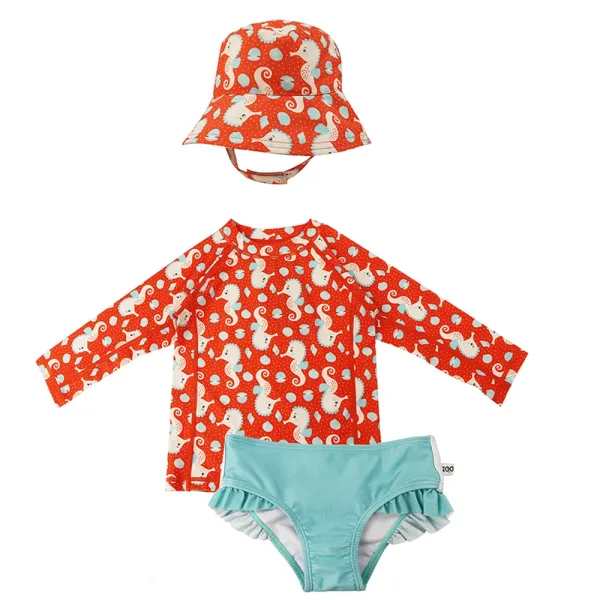 Zoocchini | Σετ UV Μαγιό, Bucket Καπέλο & Μπλούζα UPF50+ 2-3y - Seahorse