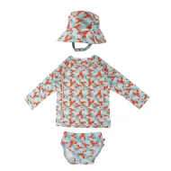 Zoocchini | Σετ UV Μαγιώ Πάνα Bucket Καπέλο Μπλούζα 6-12m - Lobster