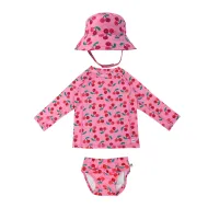 Zoocchini | Σετ UV Μαγιώ Πάνα Bucket Καπέλο Μπλούζα 12-24m - Cherry